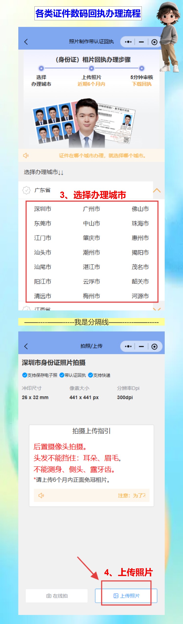 数字相片回执去哪里办理?外面下大雨,我在家弄完了